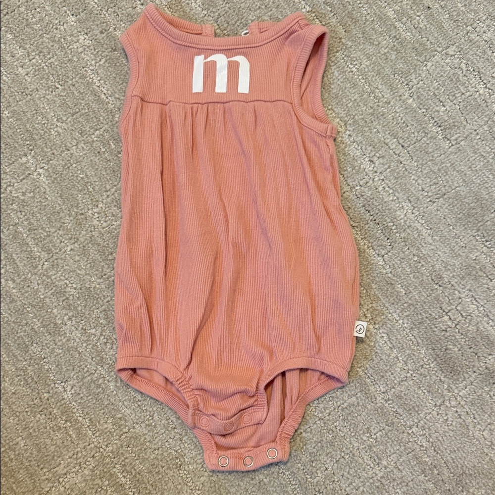 Monogrammed M Pink Sleeveless Baby Bodysuit